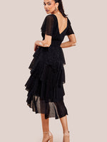 Lurex High Low Layered Midi Dress