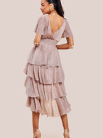 Lurex High Low Layered Midi Dress