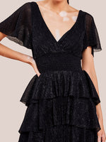 Lurex High Low Layered Midi Dress