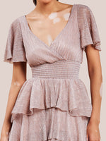Lurex High Low Layered Midi Dress