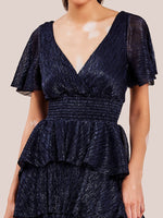 Lurex High Low Layered Midi Dress