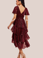 Lurex High Low Layered Midi Dress