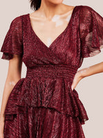 Lurex High Low Layered Midi Dress