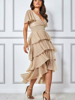Lurex High Low Layered Midi Dress