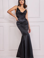 Cowl Neck Satin Maxi Dress