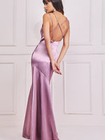 Cowl Neck Satin Maxi Dress