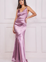 Cowl Neck Satin Maxi Dress