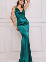 Cowl Neck Satin Maxi Dress