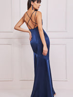 Cowl Neck Satin Maxi Dress