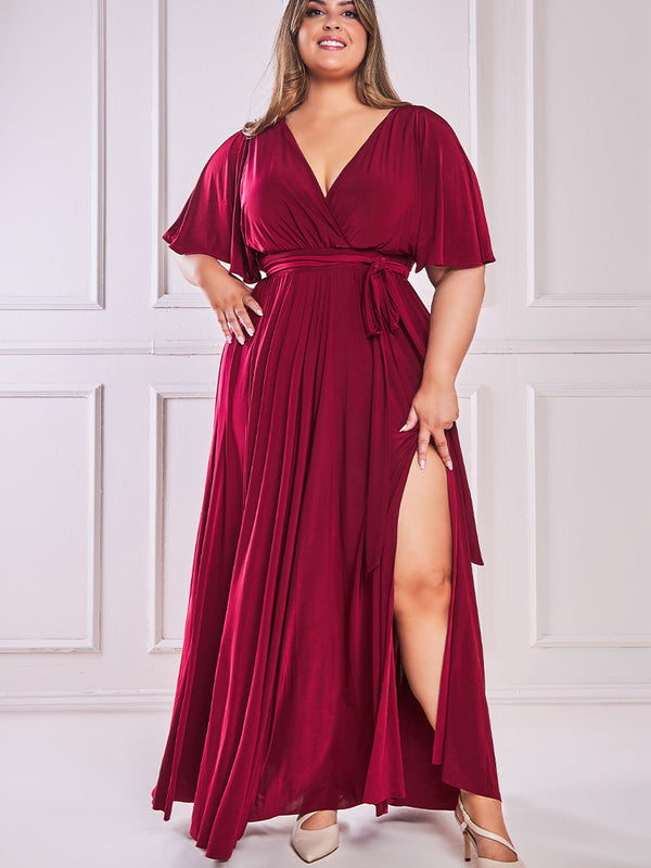 Wrap Flutter Sleeve Maxi Dress