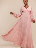 Balloon Sleeve Chiffon Maxi Dress