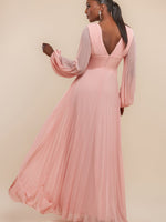 Balloon Sleeve Chiffon Maxi Dress