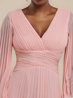 Balloon Sleeve Chiffon Maxi Dress