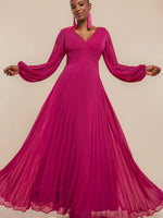 Balloon Sleeve Chiffon Maxi Dress
