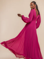 Balloon Sleeve Chiffon Maxi Dress