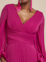 Balloon Sleeve Chiffon Maxi Dress