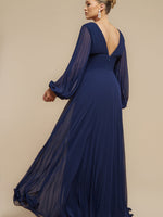 Balloon Sleeve Chiffon Maxi Dress