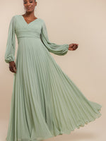 Balloon Sleeve Chiffon Maxi Dress