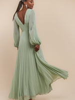Balloon Sleeve Chiffon Maxi Dress