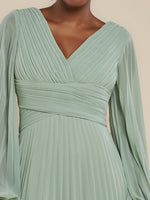 Balloon Sleeve Chiffon Maxi Dress