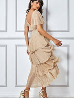 Lurex High Low Layered Midi Dress